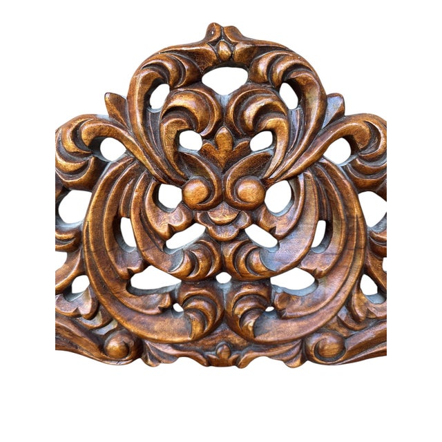 Vintage French Rocco Style Hand Carved Wood Wall Mirror For Sale In Miami - Image 6 of 11