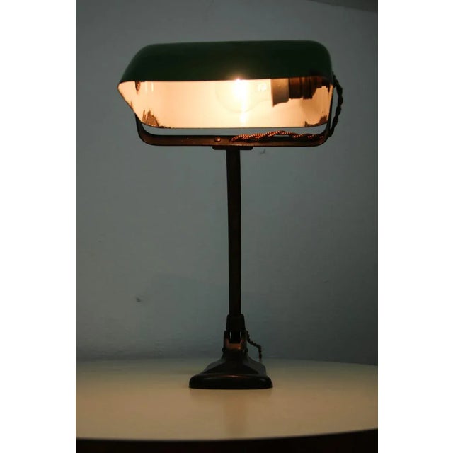Art Nouveau Green and Black Bankers Lamp from LUX, 1920s For Sale - Image 6 of 14