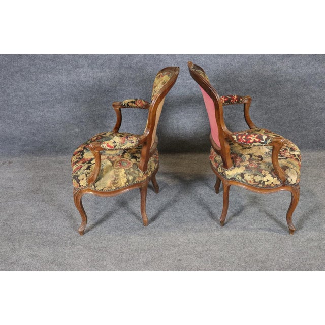 Set 4 Antique Fantastic Louis XV Style Needle Point Side Chairs For Sale - Image 13 of 16