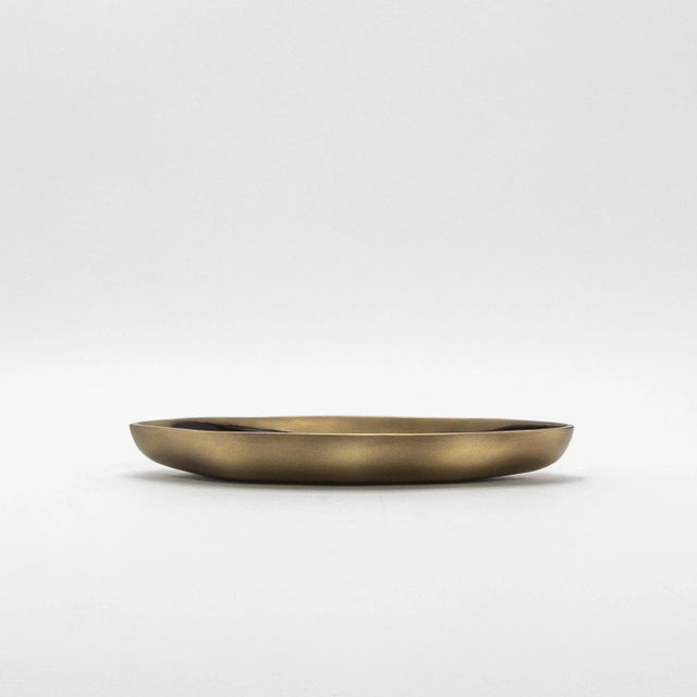 Bowl in Bronze Patina Brass With Black Shell Details by Kifu Paris