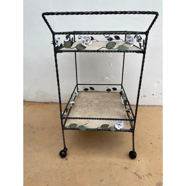 English Wrought Iron Bar Cart, Vintage For Sale - Image 3 of 13