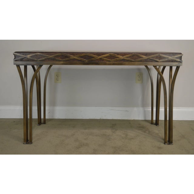Iron Console Table With Cork and Tessellated Travertine Top For Sale - Image 9 of 13