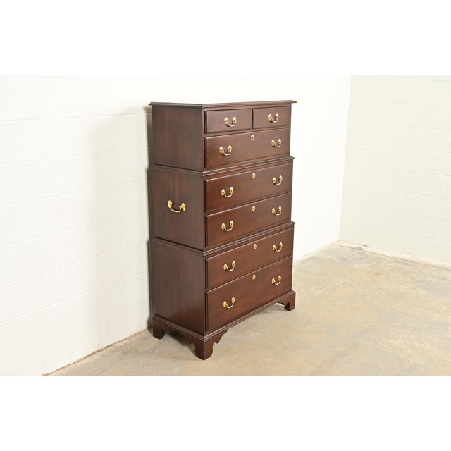 Harden Georgian Solid Cherry Wood Seven-Drawer Highboy Dresser For Sale - Image 10 of 10