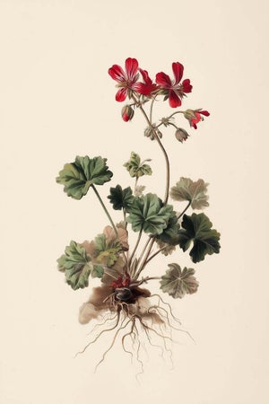8" X 12" 'Geranium Robertianum' - Botanical Herbarium Watercolor & Pencil Flower Print