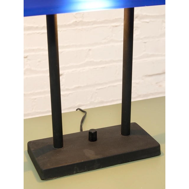 Vintage Postmodern Cobalt Blue and Black Double Arm Desk Lamp For Sale - Image 11 of 11