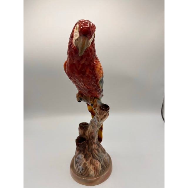 1940s MCM Ceramic Scarlet Macaw Figurine Created by California Pottery Studio, Will George For Sale - Image 5 of 6