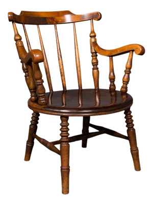 1890s Antique Victorian English Fireside Beech Elbow Chair
