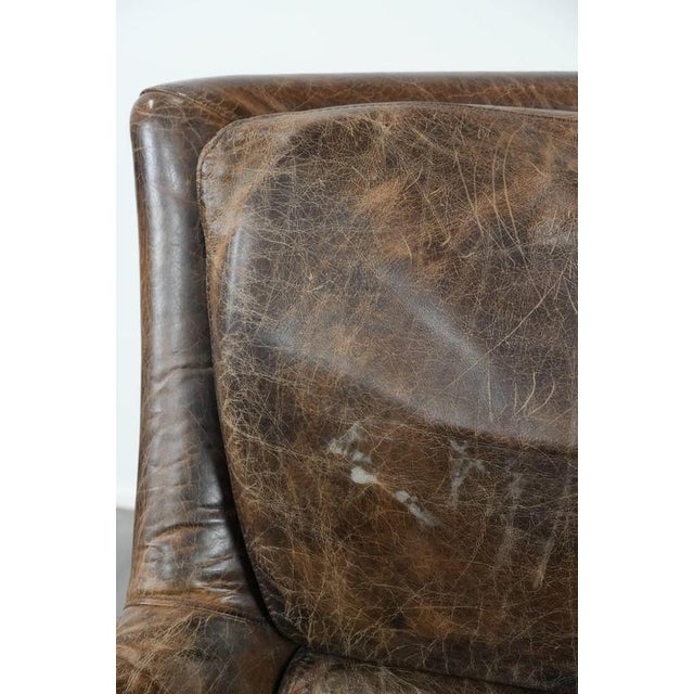 Vintage Brown Cowhide Armchair For Sale - Image 9 of 17