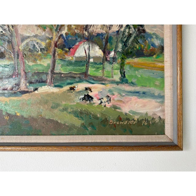 Green 1986 Brewster Impressioniost Abstract Rural Landscape Oil Painting, Framed For Sale - Image 8 of 12
