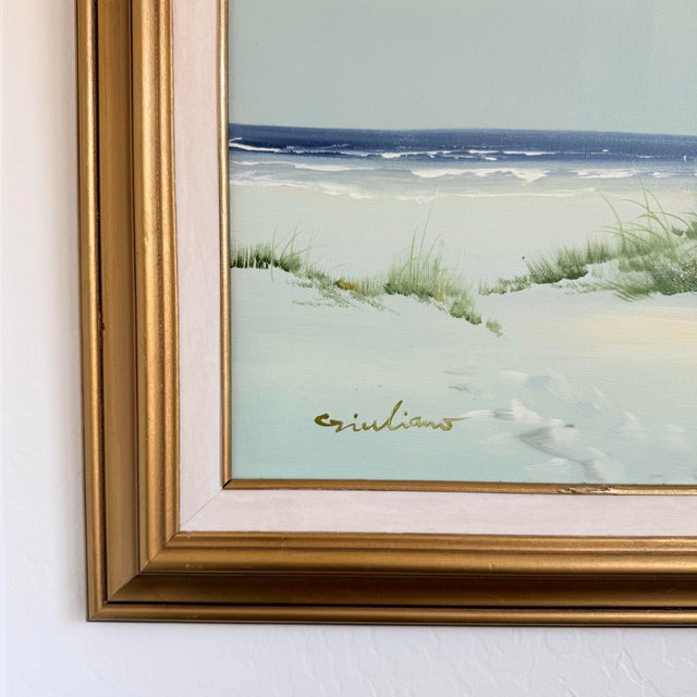 Signed Oil Painting on Canvas Coastal Dunes in Gold Frame For Sale In Phoenix - Image 6 of 8