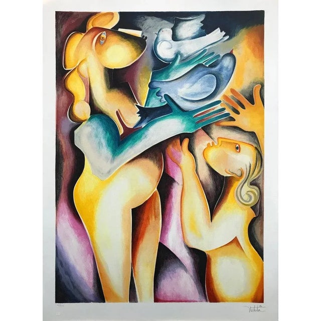 Cubism Let Peace Set You Free, Alexandra Nechita Serigraph on Paper For Sale - Image 3 of 3