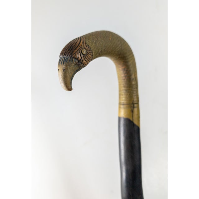Mid 19th Century 19th Century American Folk Art Carved Bird Eagle Head Cane or Walking Stick For Sale - Image 5 of 18