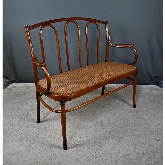 Bent Beechwood Bench from J&J Kohn, Early 20th Century For Sale - Image 14 of 18