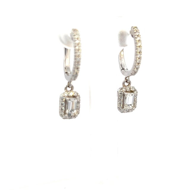 Natural Sapphire Diamond Dangle Earrings 14k WG 1.16 TCW Certified For Sale - Image 11 of 12