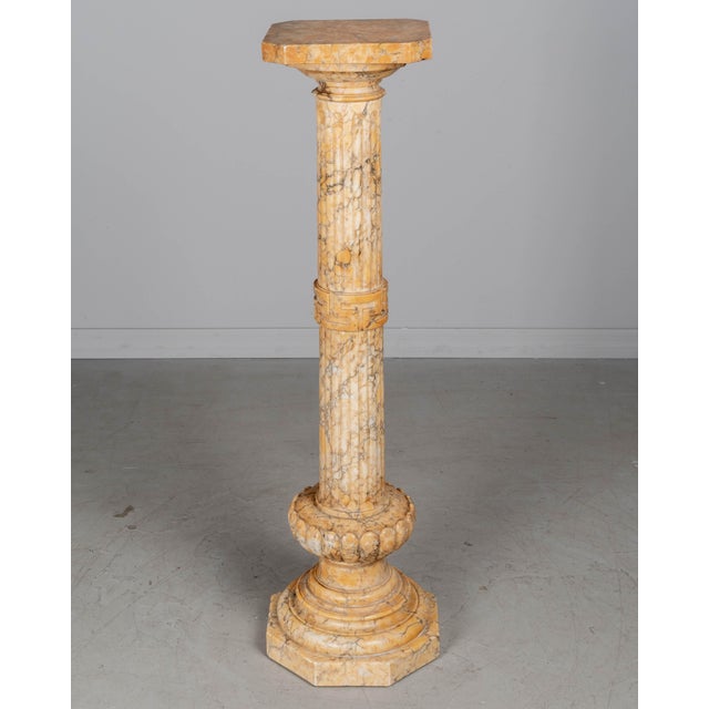 Italian Carved Alabaster Column Pedestal, Circa 1900 For Sale In Orlando - Image 6 of 13