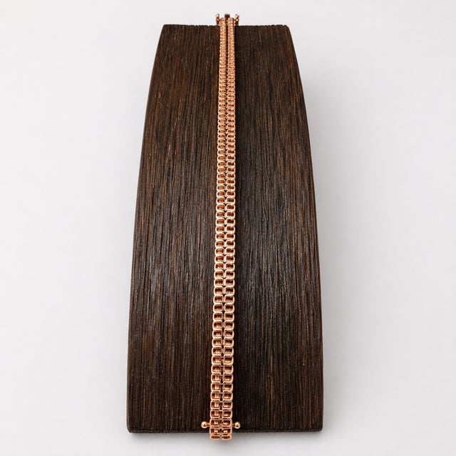 2020s 10k Rose Gold 4-7/8 CTTW Natural Round & Baguette Diamond Bracelet, 8 In For Sale - Image 5 of 7