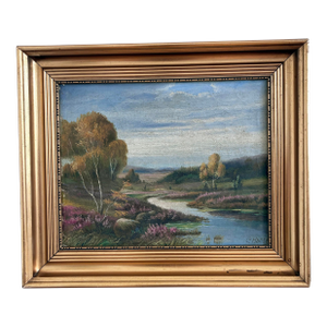 Vintage Original River Landscape Oil Painting - Signed