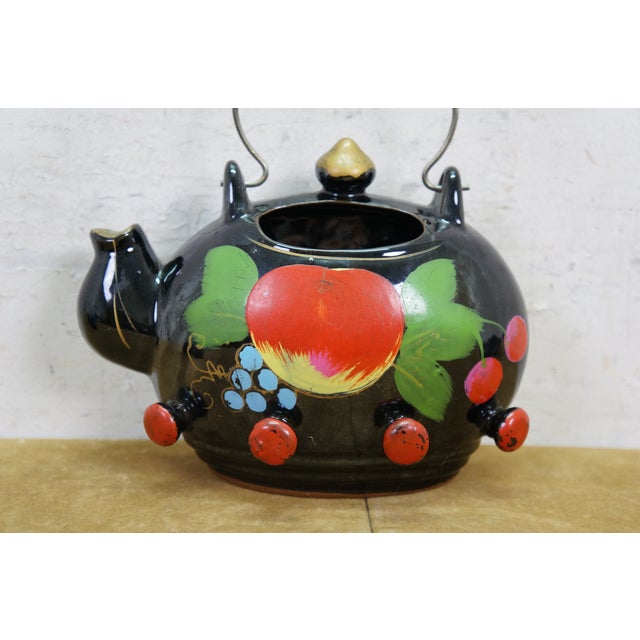 Mid 20th Century Mid 20th Century Japanese Redware Kitchen Wall Pocket Spice Rack Tea Coffee Shakers Set 8" For Sale - Image 5 of 18