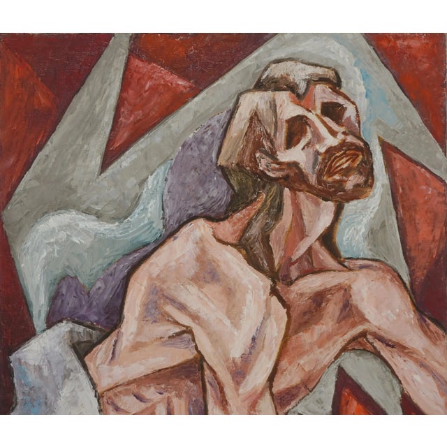 Original Oil Painting of Man's Morning by Cynthia Bissell Wonderfully evocative mid century figurative of male awaking to...