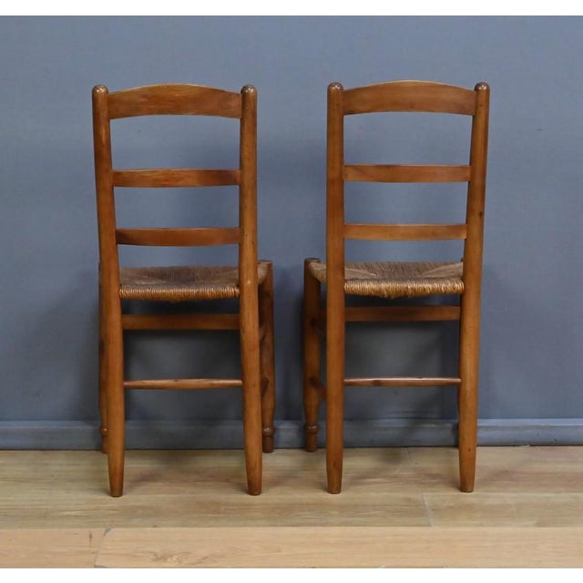 Wood Cherrywood Straw-Seated Chairs Late 19th Century, 1890s, Set of 2 For Sale - Image 7 of 15