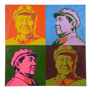 Andy Warhol Style Pop Art Mao Zedong Oil on Canvas For Sale