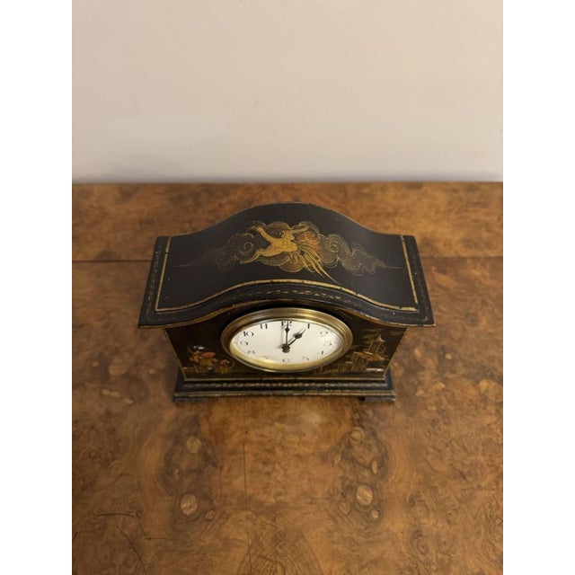1900 - 1909 Antique Edwardian Chinoiserie Decorated Mantle Clock, 1900 For Sale - Image 5 of 7