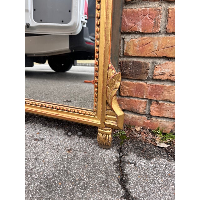 1920s Antique French Louis XVI Style Giltwood Mirror For Sale - Image 5 of 6