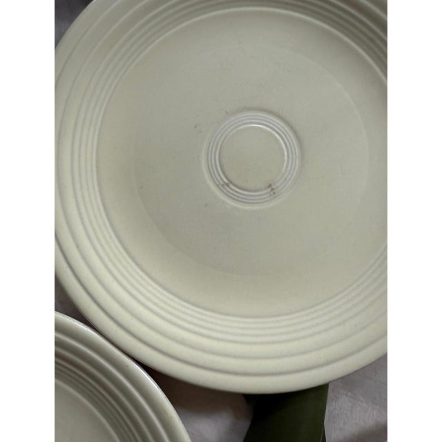 Set of 5 vintage fiesta ware, presented in their old ivory color, which has a subtle soft creamy, pale yellow vibe to it....