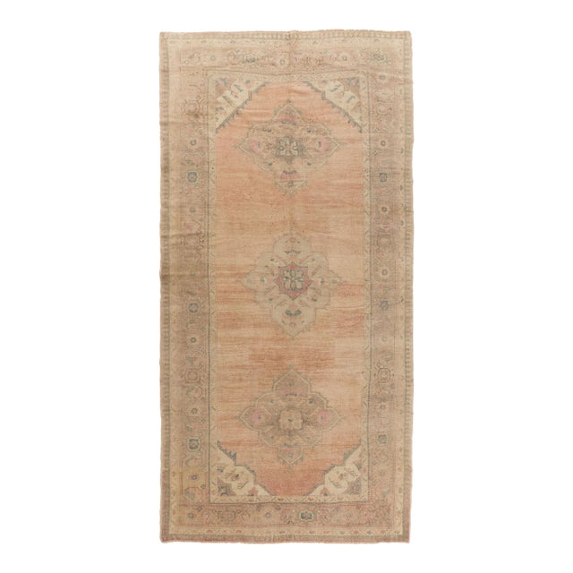 Vintage Circa 1940 Subdued Turkish Oushak Runner Hand Knotted Rug 5'3 X 10'11 For Sale