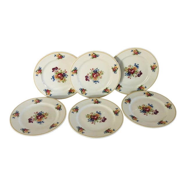 Vintage Syracuse Floral Salad Plates- Set of 6 For Sale