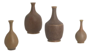 Small Mid-Century Scandinavian Modern Collectible Brown Stoneware Vases by Gunnar Borg for Höganäs Ceramics, 1960s, Set of 4