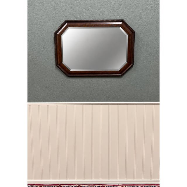 Antique English Jacobean Mirror Framed Beveled Octagonal Oak c.1930s For Sale - Image 15 of 18