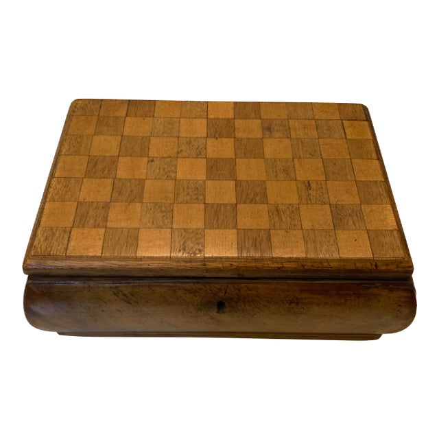 Antique Pear Wood Cushion Shape Decorative Small Wood Box For Sale