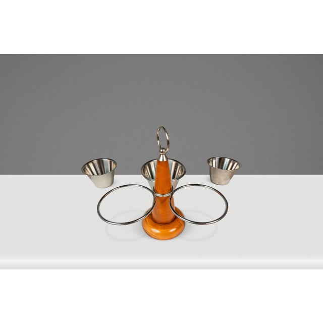 1960s Mid-Century Scandinavian Condiment Carousel in Oak & Stainless Steel by Stako W/ Complementary Mortar & Pestell - 6pcs For Sale - Image 4 of 16