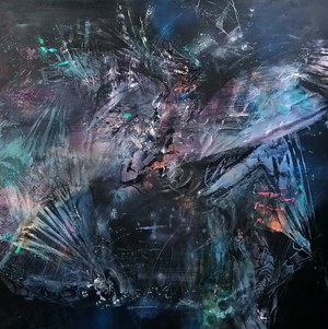 Ovidiu Kloska, Between the Black and Divine Composition 38, Acrylic on Canvas