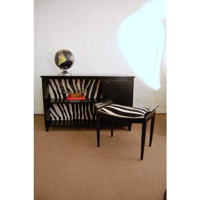 Black Swedish Art Moderne Black Writing Desk With Zebra Hair Hide For Sale - Image 8 of 9