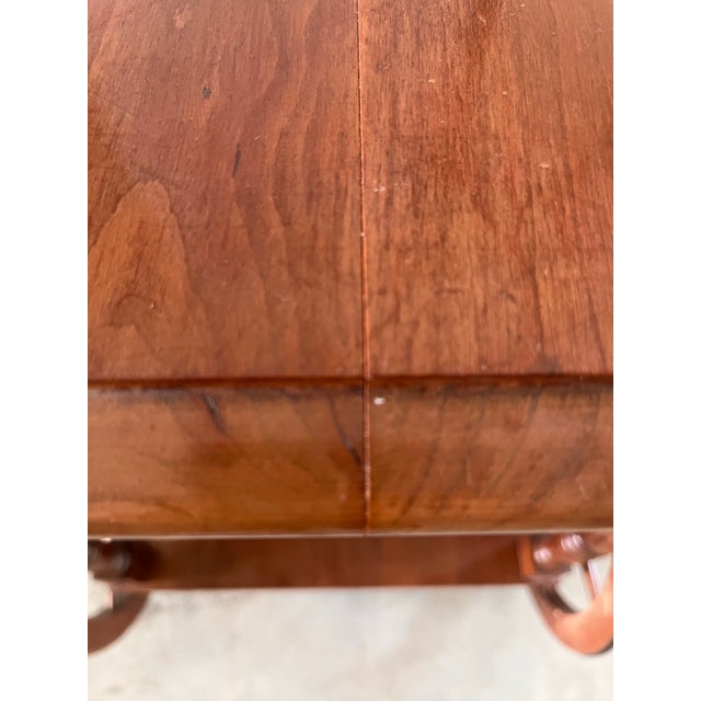 Mid 20th Century Walnut Drop Leaf Tea Table/Bar Cart For Sale - Image 12 of 12