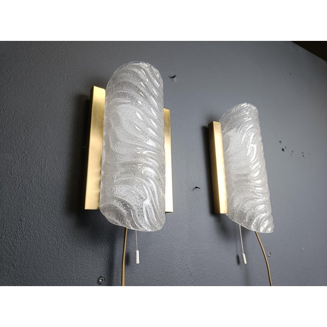 Glass and Brass Wall Sconces from Fischer Leuchten, 1960s, Set of 2 For Sale - Image 10 of 12