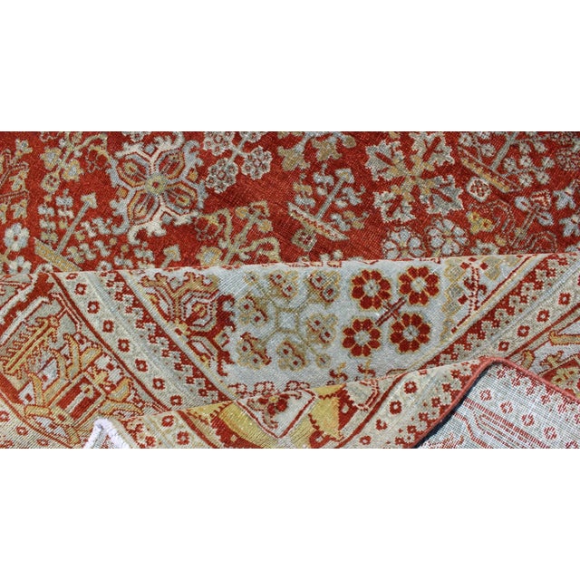 Early 20th Century Antique Persian Joshegan Rug With Geometric Medallion Design in Rust and Ivory For Sale - Image 10 of 11