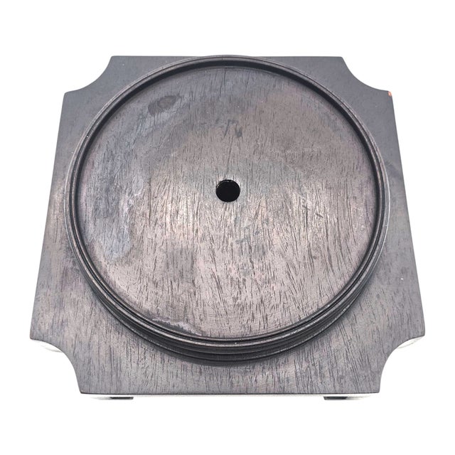 Hand-Carved Chinese Ebony Wood Display Stand – Square Base With Round Vase Seat For Sale In San Francisco - Image 6 of 7