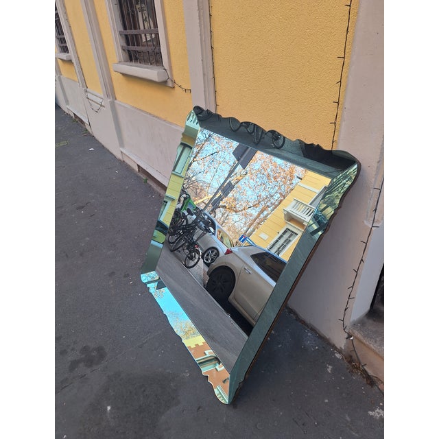 Mid-Century Modern Wall Mirror in Sage Green Glass by Pietro Chiesa for Fontana Arte, 1940s For Sale - Image 3 of 12