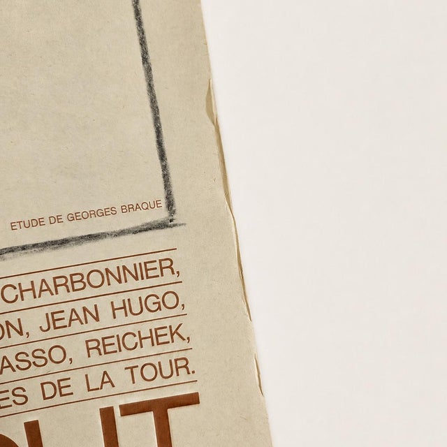 Beige 1971 Rene Char Exhibition Poster Vintage Georges Braque Fondation Maeght France 70s Lithograph For Sale - Image 8 of 11