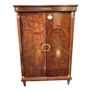 19th Century French Egyptian Revival Rosewood Armoire With Gilt Details For Sale