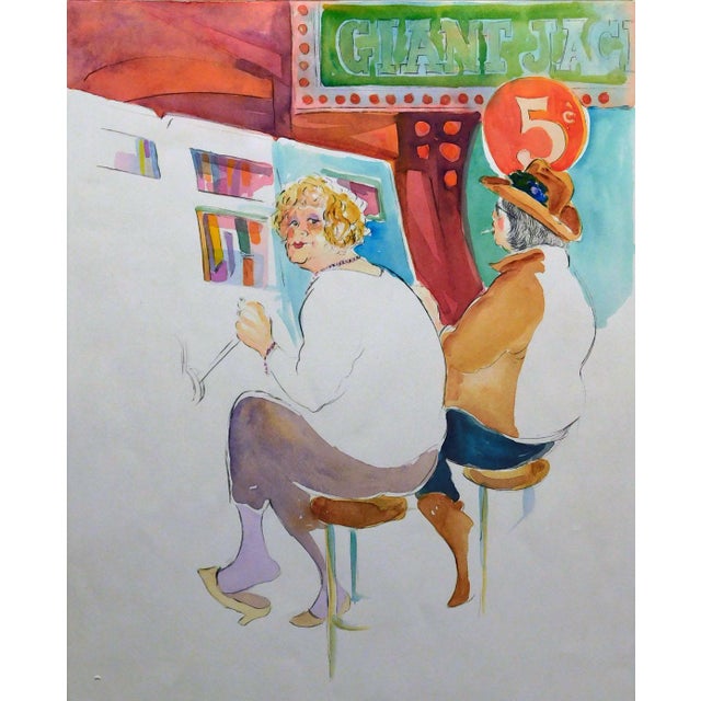 "Gamblers by William Papas Hand Signed and Numbered by the artist Hand Colored Drypoint Etching Hand signed, painted by...