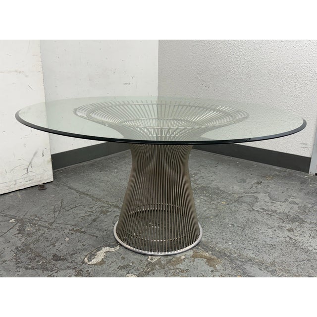 Mid-Century Modern Warren Platner for Knoll/Design Within Reach Platner Wire + Glass Dining Table For Sale - Image 3 of 12