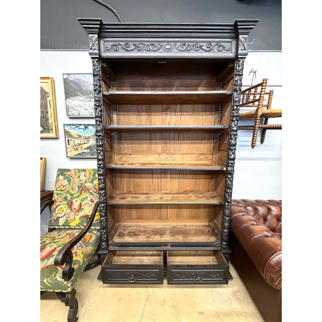 Mid 19th Century 19th C French Napoleon III Ebonized Cabinet Showcase For Sale - Image 5 of 5