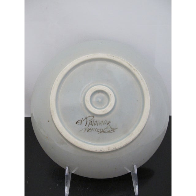 Ken Edwards El Palomar Blue Bird Tonala Mexico Stoneware Pottery Serving Bowl For Sale In Portland, OR - Image 6 of 6