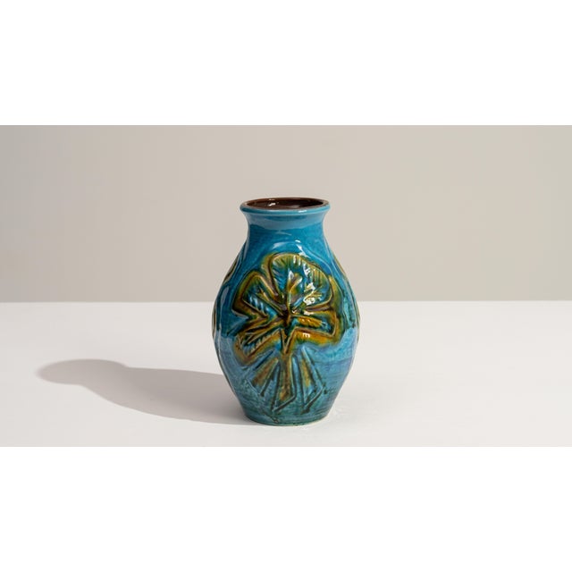 Blue 1960s Germany Blue Ceramic Vase For Sale - Image 8 of 18