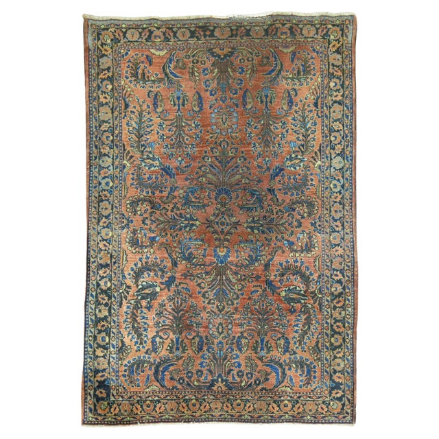 Army Green Early 20th Century Persian Sarouk Rug - 4'9" x 8' For Sale - Image 8 of 18