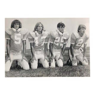 1970s Vintage Football Players Black and White Photograph For Sale
